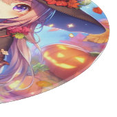 かわいいアニメハロウィーンの魔女 カッティングボード (角)