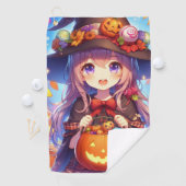 かわいいアニメハロウィーンの魔女 ゴルフタオル (インサイチュ)