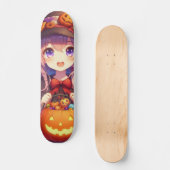 かわいいアニメハロウィーンの魔女 スケートボード (正面)