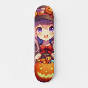 かわいいアニメハロウィーンの魔女 スケートボード