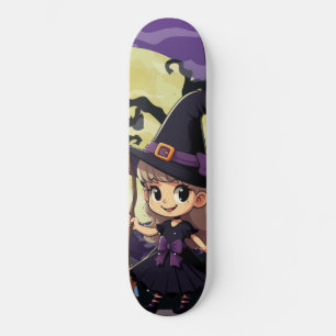 かわいいアニメハロウィーンの魔女 スケートボード