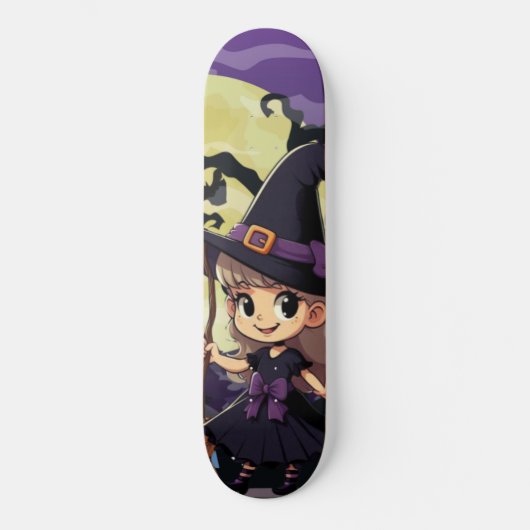 かわいいアニメハロウィーンの魔女 スケートボード (正面)