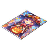 かわいいアニメハロウィーンの魔女 ノートブック (左側)
