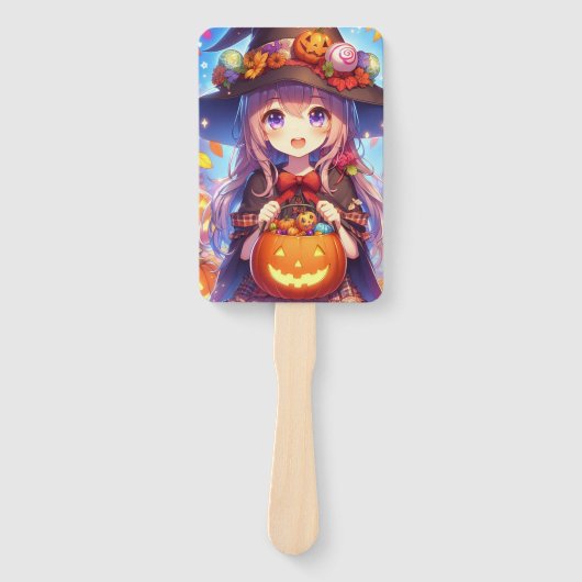 かわいいアニメハロウィーンの魔女 ハンドファン (正面)