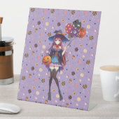 かわいいアニメハロウィーンの魔女 台座サイン (インサイチュ)