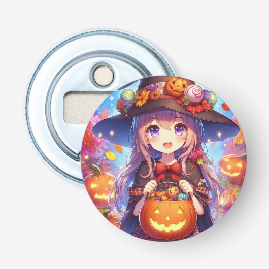 かわいいアニメハロウィーンの魔女 栓抜き (正面)
