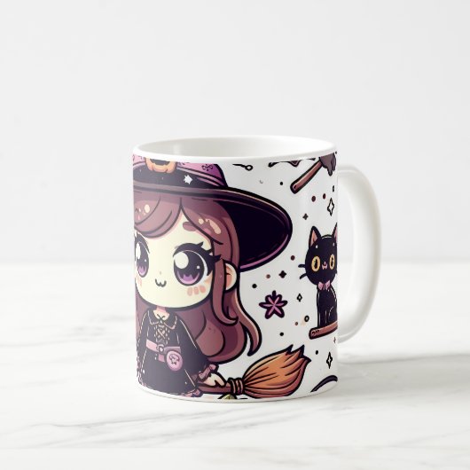 かわいいアニメハロウィーンデザインマグ コーヒーマグカップ (正面右)