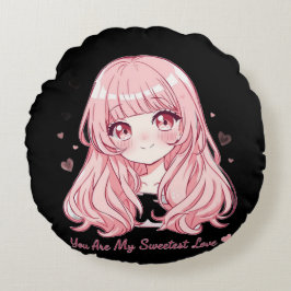 かわいいアニメバレンタインスウェットシャツ ラウンドクッション
