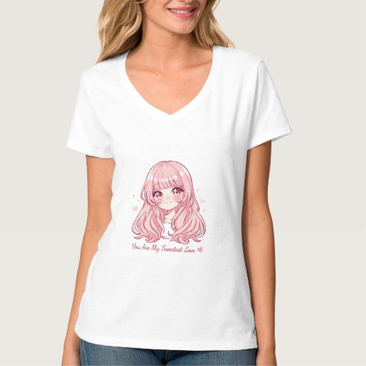 かわいいアニメバレンタインスウェットシャツ Tシャツ (正面)