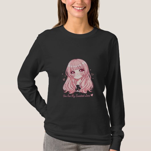かわいいアニメバレンタインスウェットシャツ Tシャツ (正面)