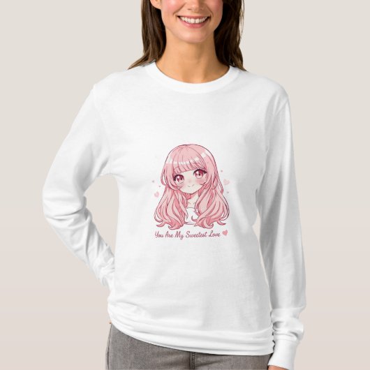 かわいいアニメバレンタインスウェットシャツ Tシャツ (正面)