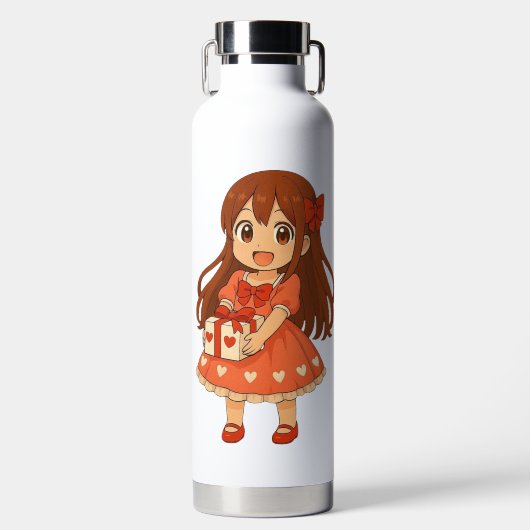 かわいいアニメバレンタイン ウォーターボトル (正面)