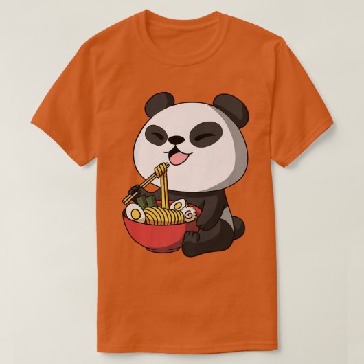 かわいいアニメパンダベアーアジア麺日本のラム Tシャツ (デザイン正面)