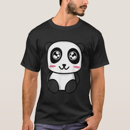 かわいいアニメパンダ 和風パンダ Tシャツ (正面)