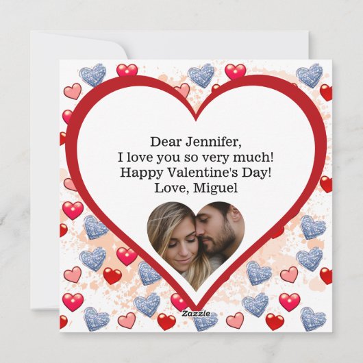 かわいいアニメパーソナライズされたカップルのバレンタインデー シーズンカード (裏面)