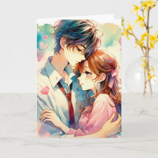 かわいいアニメパーソナライズされたテーマのバレンタインデー カード (黄色い花)