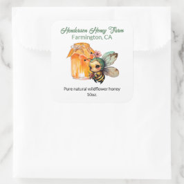 かわいいアニメミツバチのハニージャー スクエアシール