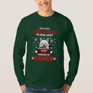 かわいいアニメラーメンクリスマスパジャマ Tシャツ