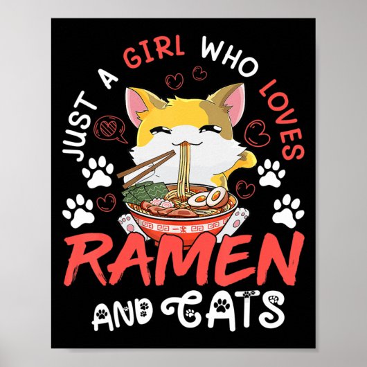 かわいいアニメラーメン猫日本の食ガールズ公式 ポスター (正面)