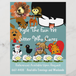 かわいいアニメ動物がたくさんペットシッター チラシ