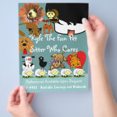 かわいいアニメ動物がたくさんペットシッター チラシ (手)