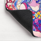 かわいいアニメ夫婦、花とハート マウスパッド (コーナー)