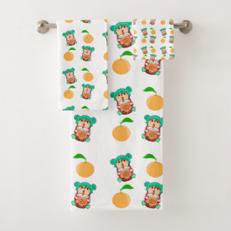 かわいいアニメ女の子のパターン バスタオルセット