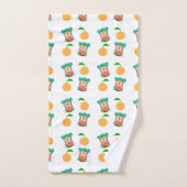 かわいいアニメ女の子のパターン バスタオルセット (ハンドタオル)