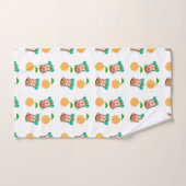 かわいいアニメ女の子のパターン バスタオルセット (ハンドタオル)