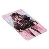 かわいいアニメ女子のピンクと黒のドレス マグネット (右側)