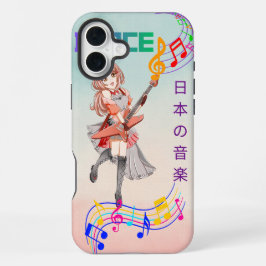 かわいいアニメ女子ギタリスト J-Popミュージック フォンケース iPhone 16 Plusケース