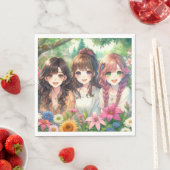 かわいいアニメ女子バースデーパーティー スタンダードランチョンナプキン (インサイチュ)