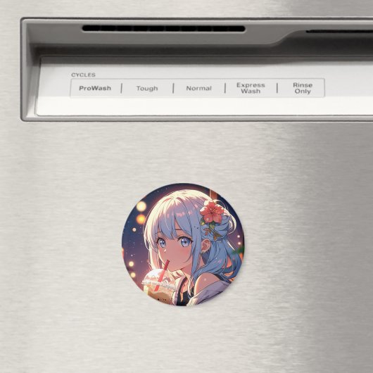 かわいいアニメ女子ボバマグネットを飲む – かわいい マグネット (インサイチュ (食洗機))
