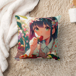 かわいいアニメ女子食べ女子イチゴ クッション