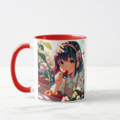 かわいいアニメ女子食べ物女子イチゴ |夏の日 マグカップ (左)