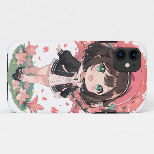 かわいいアニメ女子&さくらんぼ花咲きたくましい電話事例集 Case-Mate iPhoneケース (裏面(横))