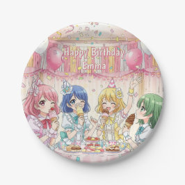 かわいいアニメ娘のアイスの誕生日パーティー ペーパープレート