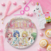 かわいいアニメ娘のアイスの誕生日パーティー ペーパープレート (パーティー)