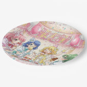 かわいいアニメ娘のアイスの誕生日パーティー ペーパープレート (アングル)