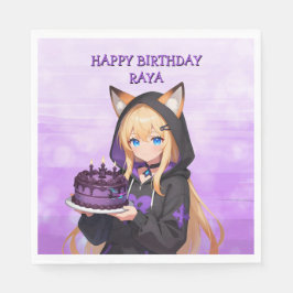 かわいいアニメ娘の誕生日パーティー スタンダードランチョンナプキン