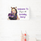 かわいいアニメ娘の誕生日パーティー 横断幕 (インサイチュ)