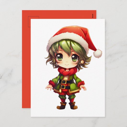 かわいいアニメ小妖精や小人 シーズンポストカード (正面/裏面)