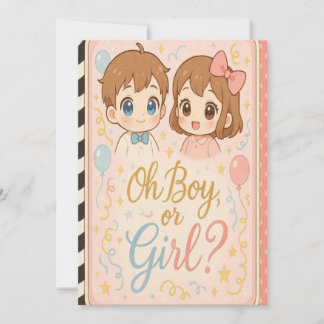 かわいいアニメ性リビール招待状.Oh Boy orgri 招待状