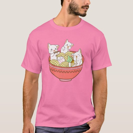 かわいいアニメ日本のキャットラーメン – Kitten V Tシャツ (正面)