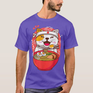 かわいいアニメ日本のキャットラーメン Tシャツ