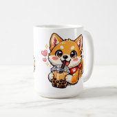 かわいいアニメ柴犬のタピオカティー コーヒーマグカップ (正面右)