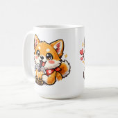 かわいいアニメ柴犬のタピオカティー コーヒーマグカップ (正面左)