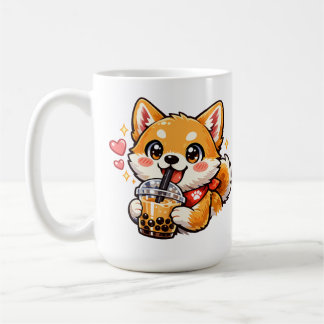 かわいいアニメ柴犬のタピオカティー コーヒーマグカップ