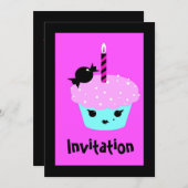 かわいいアニメ漫画エモゴシックカップケーキ 招待状 (正面/裏面)