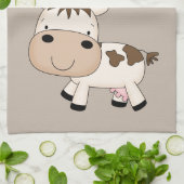 かわいいアニメ牛 キッチンタオル (折り畳み)